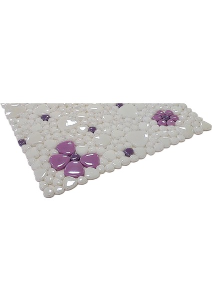 Mutfak Tezgah Arası, Havuz, Banyo, Sauna, Spa, Iç ve Dış Dekorasyonda Tüm Yüzeyler Için, Beyaz, Lila, Mor Çiçek Desenli, 31,5X31,5CM. Fileli Cam Mozaik. ( 1 M2 Fiyatıdır ) fiyatları