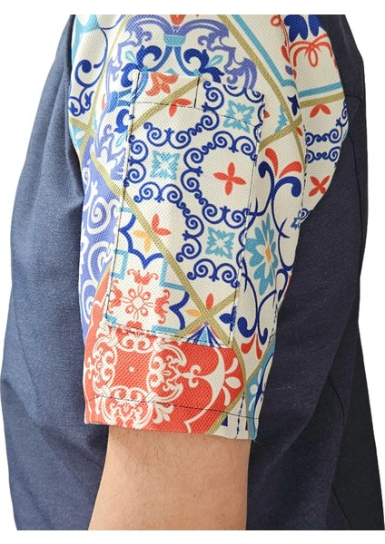 Aşçı Ceketi Desenli Unisex Çıtçıtlı Kısa Kollu Yazlık Chef Aşçı Mutfak Ceket Seramik Desenli fırsatları