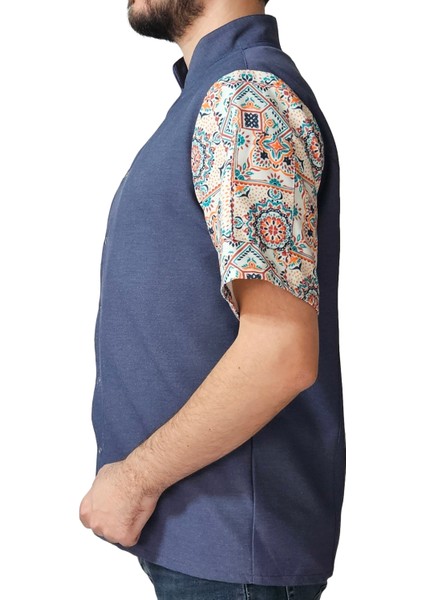 Aşçı Ceketi Desenli Unisex Çıtçıtlı Kısa Kollu Yazlık Chef Aşçı Mutfak Ceket Otantik Desenli