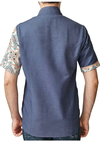 Aşçı Ceketi Desenli Unisex Çıtçıtlı Kısa Kollu Yazlık Chef Aşçı Mutfak Ceket Otantik Desenli