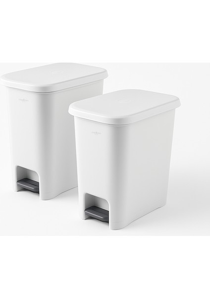 2 Adet Pedallı Çöp Kovası 15 Litre Beyaz Çöp Kovası Slim Pedallı Çöp Kovası 15 Litre 40 cm Beyaz modelleri
