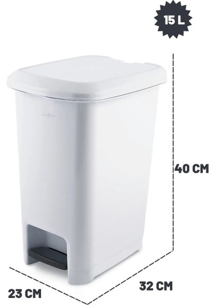 2 Adet Pedallı Çöp Kovası 15 Litre Beyaz Çöp Kovası Slim Pedallı Çöp Kovası 15 Litre 40 cm Beyaz fırsatları