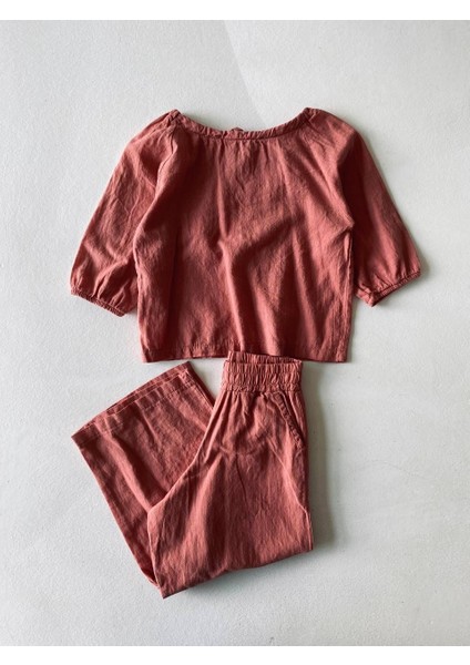 Kız Çocuk Organik Keten Yazlık Takım modelleri