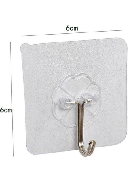 15 Adet Kendinden Yapışkanlı Şeffaf Askı Metal Kancalı Askılık