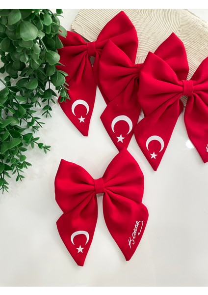 türk Bayrağı ve Atatürk Imzalı Kız Çocuk Fiyonk Toka - 23 Nisan 29 Ekim Gösteri Tokası fiyatları