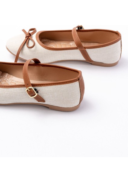 6321 Bej Keten Günlük Baret Tokalı Bayan Babet fırsatları