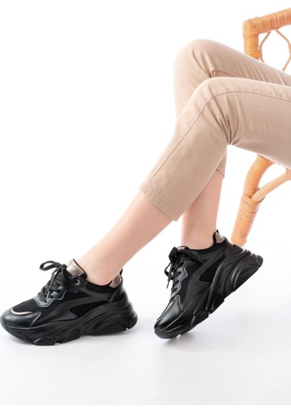 SP-149 Siyah Platin Bağcıklı Fileli Günlük Spor Ayakkabı fiyatları