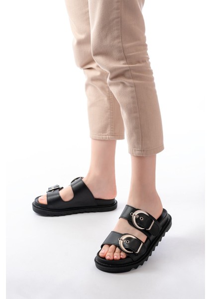 DM-6010 Siyah Toka Aksesuarlı Günlük Kadın Terlik