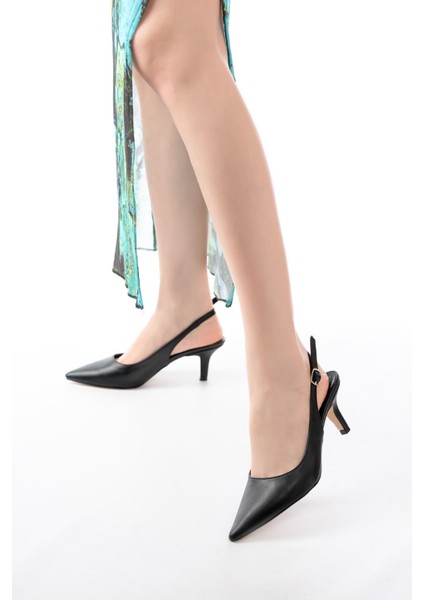 ST-1152 Siyah Günlük 7 cm Topuklu Kadın Ayakkabı