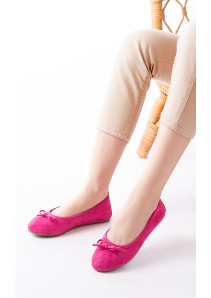 6101 Fuşya Süet Fiyonklu Günlük Kadın Babet fiyatları