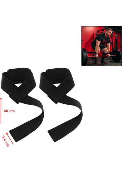 Pamuk Padded Lifting Strap Siyah Çift