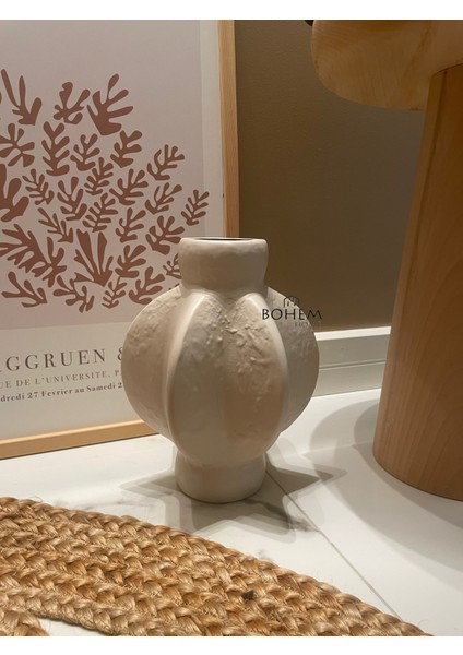 Seramik Bej Tekli Kısa Köşeli Stoneware Vazo (Muadil Marka) fiyatları