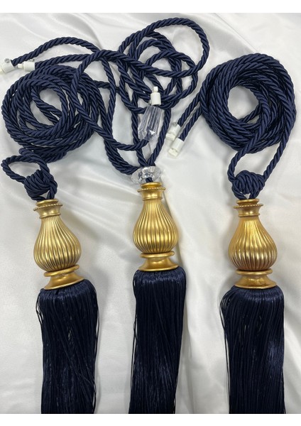 Fon Perde Tavan Bağlama Püsküllü Braçol Set ( Üçlü Set )