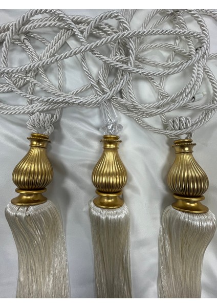 Fon Perde Tavan Bağlama Püsküllü Braçol Set ( Üçlü Set )