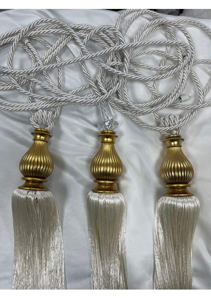 Fon Perde Tavan Bağlama Püsküllü Braçol Set ( Üçlü Set )