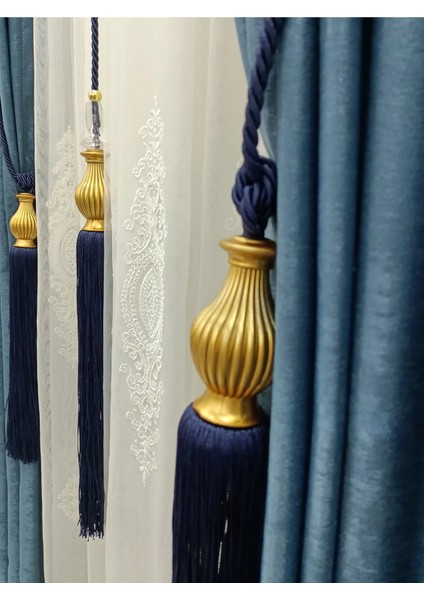 Fon Perde Tavan Bağlama Püsküllü Braçol Set ( Üçlü Set )