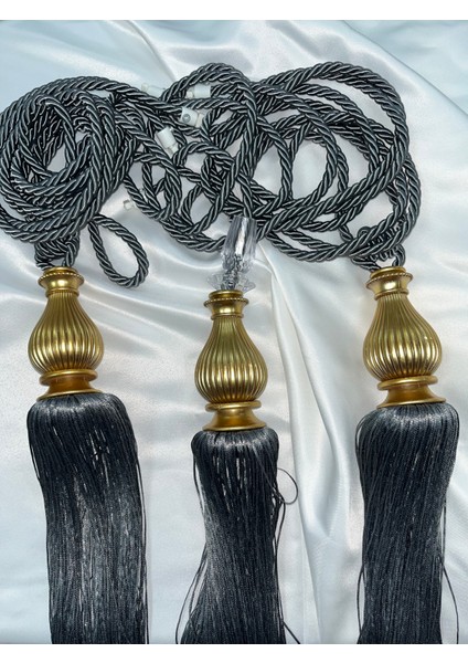 Fon Perde Tavan Bağlama Püsküllü Braçol Set ( Üçlü Set )