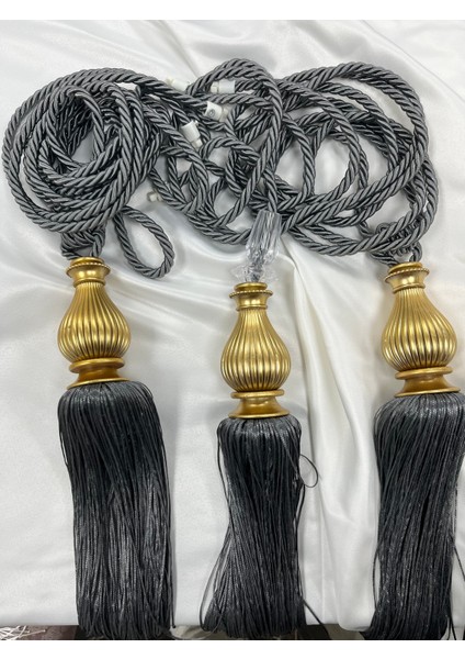 Fon Perde Tavan Bağlama Püsküllü Braçol Set ( Üçlü Set )