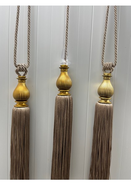 Fon Perde Tavan Bağlama Püsküllü Braçol Set ( Üçlü Set )