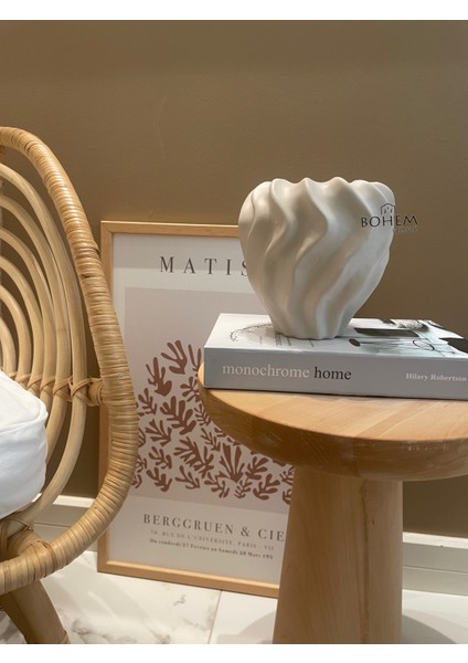 Seramik Bej Orta Boy Kıvrımlı Tekli Stoneware Vazo (Muadil Marka) fiyatları