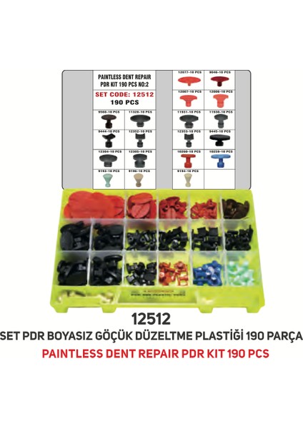 Boyasız Göçük Düzeltme Plastiği 190 Parça