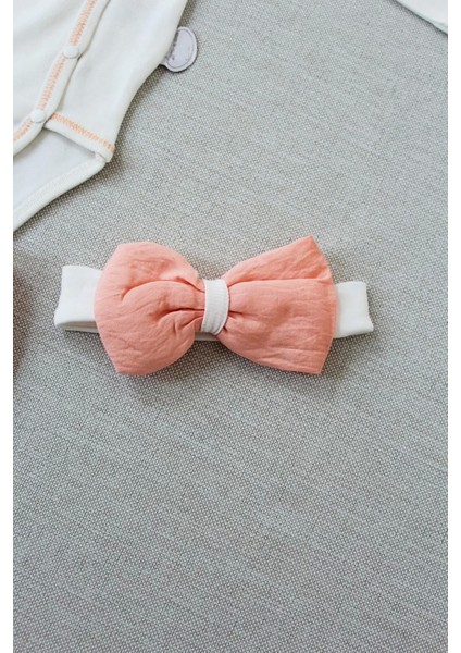 3-6 6-9 9-12 Ay Hello Nakışlı Kruvaze Bandanalı Uzun Kollu Zıbınlı 3lü Kız Bebek Takımı Somon fırsatları