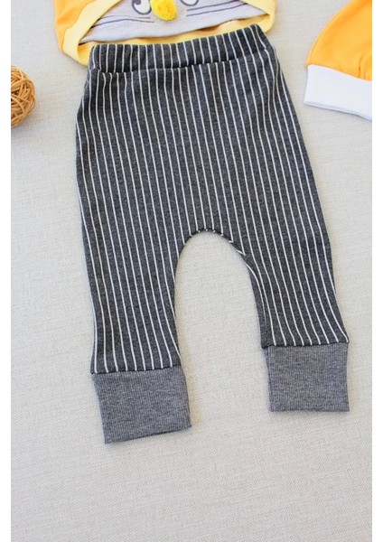 3-6 6-9 9-12 Ay Şımarık Tavşan Nakışlı Şapkalı Uzun Kollu Sweat 3lü Kız-Erkek Bebek Takımı Turuncu modelleri