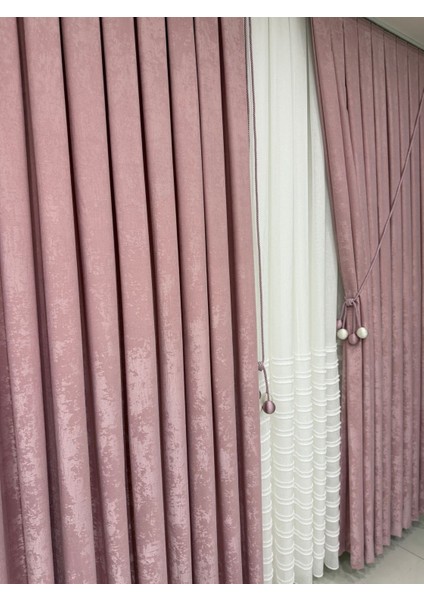 Kadife Dokulu Soft Fon Perde Pudra (Tek Kanat) fiyatları