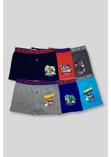 Erkek Çocuk Boxer Baskılı Crazy Boy 3'lü Paket Asorti