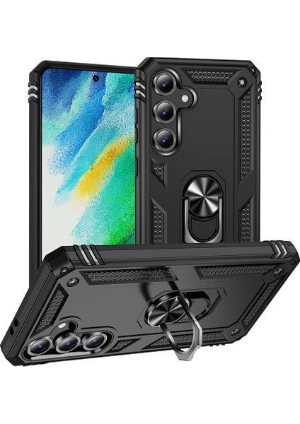 Samsung Galaxy S24 Fe Kılıf Tank Sert Yüzüklü Standlı Zırh Koruma Kapak