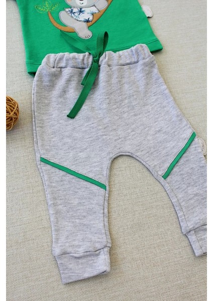 3-6 6-9 9-12 12-18 Ay Yavru Koala Nakışlı Uzun Kollu Sweat 2li Kız Erkek Bebek Takımı Yeşil modelleri