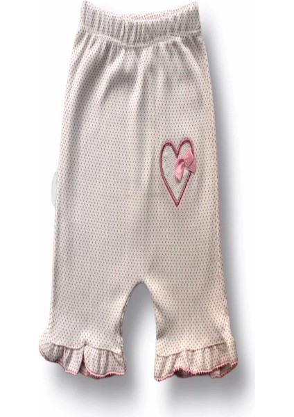 3-6 6-9 9-12 12-18 Ay Çift Kalp Nakışlı Şort Tişört 3lü Kız Bebek Takımı Ekru modelleri