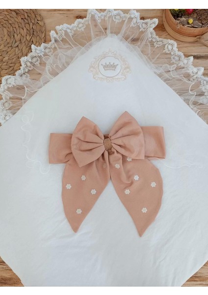 Yenidoğan Papatya Desenli Trilüks Unisex Kundak Bebek Battaniyesi Kahverengi