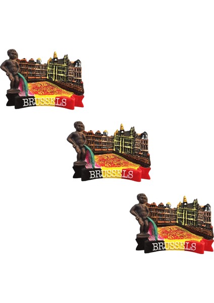 Buzdolabı Magneti - 3 Adet Belçika Brüksel Magneti