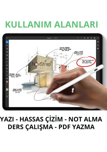 Apple iPad Air 4/5 Nesil 10.9 Inç ile Uyumlu Dokunmatik Tablet Kalemi DZ900 Gen3 Stylus Pencil Avuç Içi Reddi 2 Adet Yedek Uç