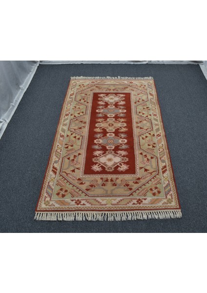 Yeni El Dokuma Modern Çiçekli Bozalan Milas Yün Halı 5861