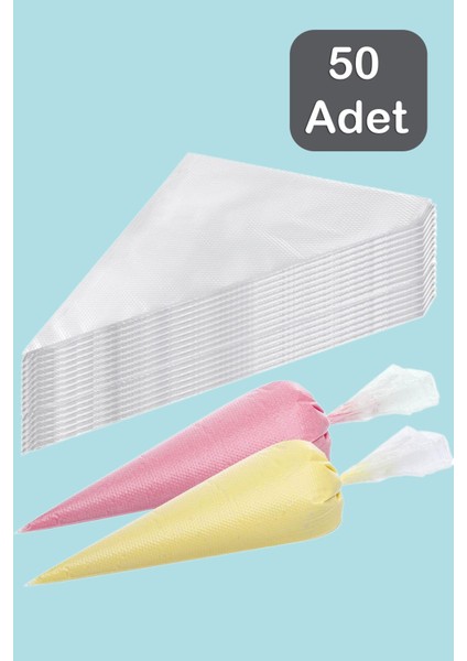 PBT-165 50 Adet Krema Kek Pasta Süsleme Kullan At Krem Şanti Sıkma Torbası Pastacılık Malzemeleri