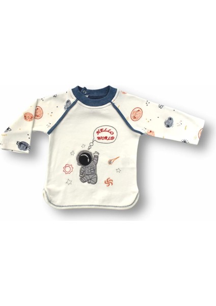 3-6 6-9 9-12 Ay Şirin Kozmonot Nakışlı Şapkalı Uzun Kollu Sweatli 3lü Kız-Erkek Bebek Takımı Ekru fiyatları