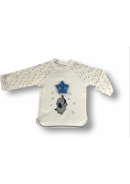 3-6 6-9 9-12 Ay Kutup Yıldızı Nakışlı Bandajlı Uzun Kollu Sweat 3lü Erkek Bebek Takımı Ekru fiyatları