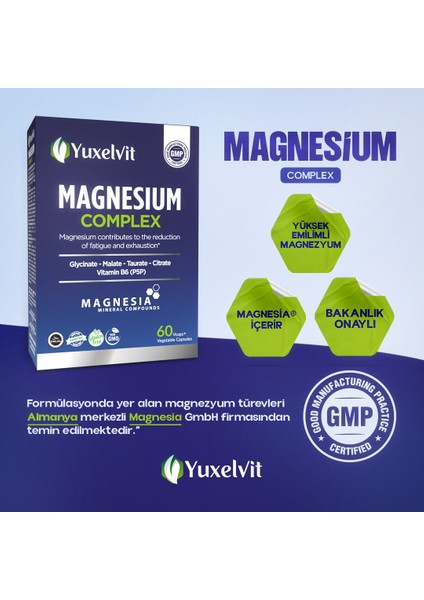 Magnezyum Kompleks (Glisinat-Malat-Taurat-Sitrat-Vitamin B6) fiyatları