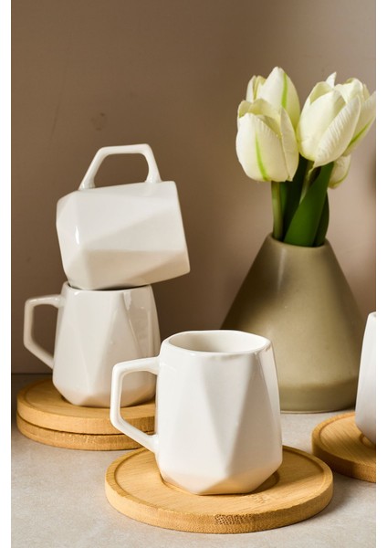 Muna Bambu Tabaklı 12 Parça Türk Kahvesi Porselen Fincan Takımı fiyatları