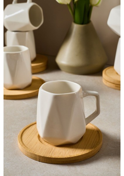 Muna Bambu Tabaklı 12 Parça Türk Kahvesi Porselen Fincan Takımı modelleri