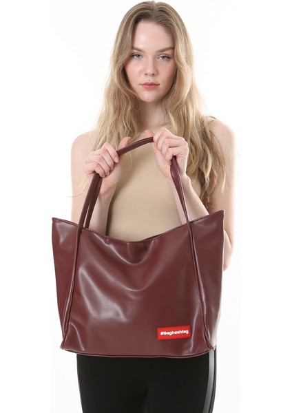 Bordo Soft Deri Fermuarlı Çanta