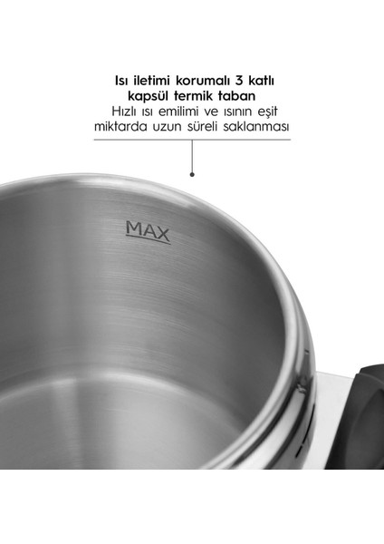 Silver Trend Paslanmaz Çelik 6 Litre Düdüklü Tencere