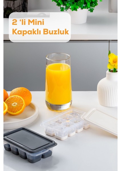 16015 2 Li Mini Bpa Içermez Yapışmaz Silikon Bas Çıkar Buz Kalıbı- Silikon Buz Kalıbı Buzluk