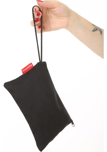 Siyah Clutch Bez Çanta
