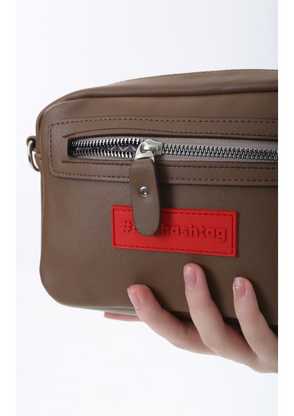 Kahverengi Minik Unisex 3 Gözlü Deri Çanta