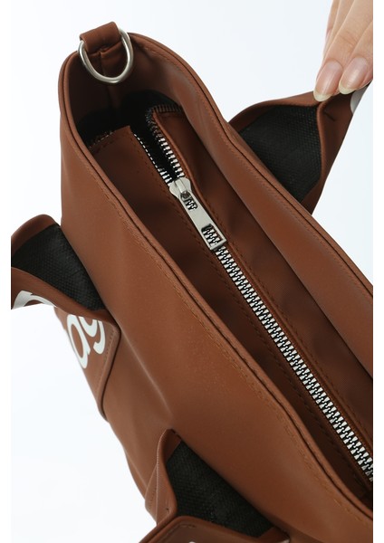 Taba Mini Su Geçirmez Kulp Yazılı Tote Çanta