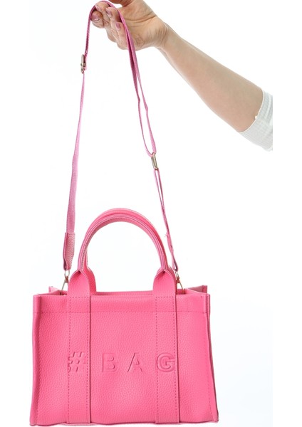 Pembe Deri Mini Tote Çanta