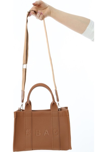 Kahverengi Deri Mini Tote Çanta